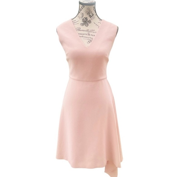 Roland Mouret Pink Asymmetrical Sheath Dress V-Neck Sleeveless 8 - Picture 2 of 4
